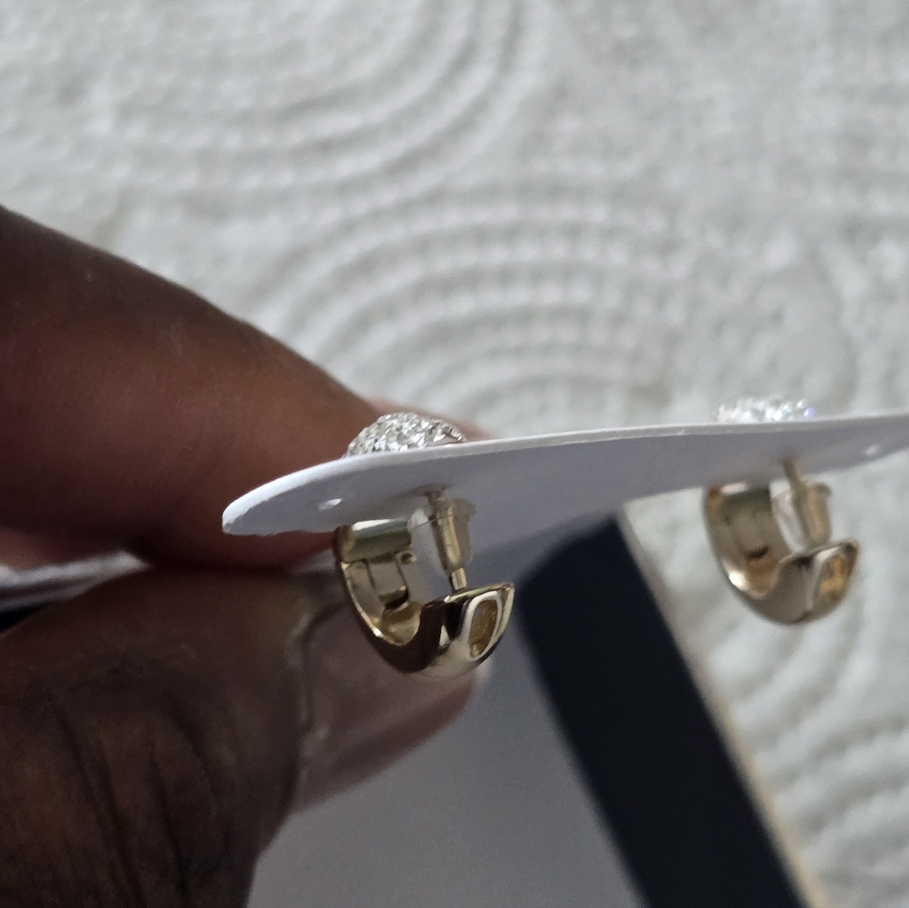 And Now This Hoop Earrings Silver 18k Gold Over Brass Cubic $50 - Picture 7 of 9